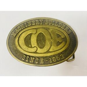 COE Machinery Builders Since 1852 Brass Tone Vintage 1977 Adezy Belt Buckle